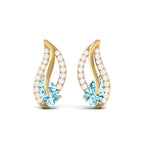 Certified Real Aquamarine Leaf Earrings with Diamond