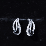 1/2 CT Pear Shape Black Spinel and Diamond Leaf Stud Earrings