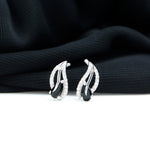 1/2 CT Pear Shape Black Spinel and Diamond Leaf Stud Earrings