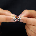 1/2 CT Pear Shape Black Spinel and Diamond Leaf Stud Earrings