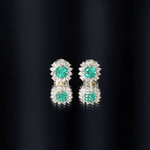 1 CT Classic Emerald Stud Earrings with Diamond Accent