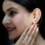 1 CT Classic Emerald Stud Earrings with Diamond Accent