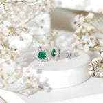 1 CT Classic Emerald Stud Earrings with Diamond Accent