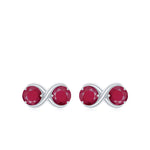1 CT Simple Ruby Two Stone Infinity Stud Earrings