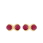 1 CT Simple Ruby Two Stone Infinity Stud Earrings