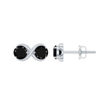 Natural Black Onyx Infinity Earrings with Screw Back