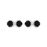Natural Black Onyx Infinity Earrings with Screw Back