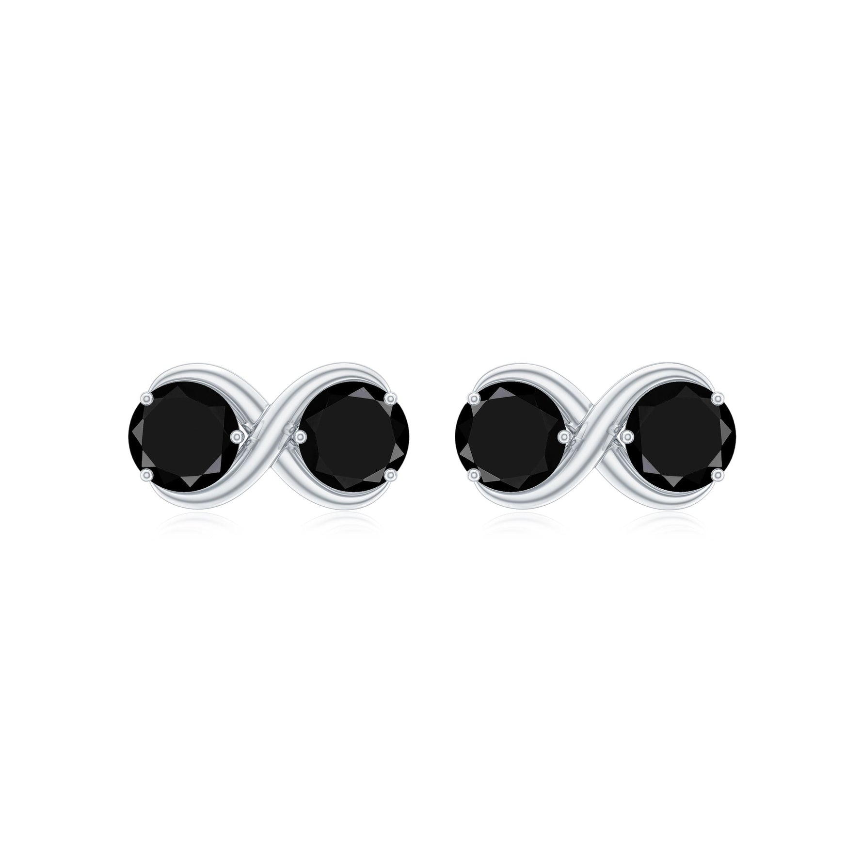 Natural Black Onyx Infinity Earrings with Screw Back