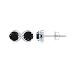 Natural Black Onyx Infinity Earrings with Screw Back
