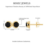 Natural Black Onyx Infinity Earrings with Screw Back