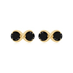 Natural Black Onyx Infinity Earrings with Screw Back