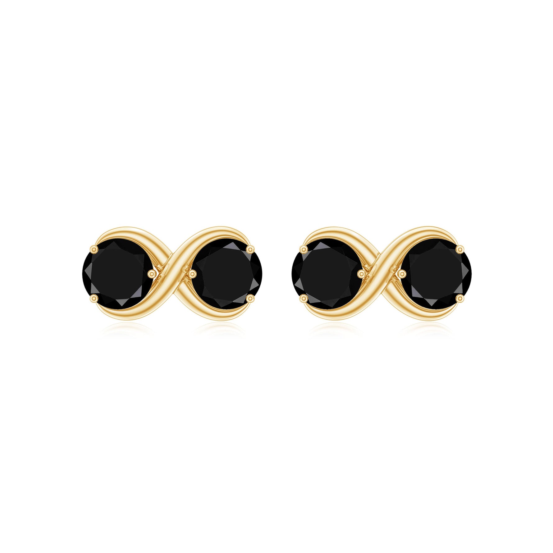 Natural Black Onyx Infinity Earrings with Screw Back