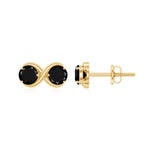 Natural Black Onyx Infinity Earrings with Screw Back