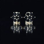 1.25 CT Black Onyx Floral Cluster Stud Earrings