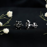 1.25 CT Black Onyx Floral Cluster Stud Earrings