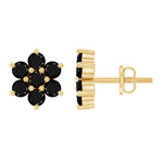 1.25 CT Black Onyx Floral Cluster Stud Earrings