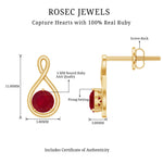 1/2 CT Round Cut Ruby Solitaire Infinity Stud Earrings