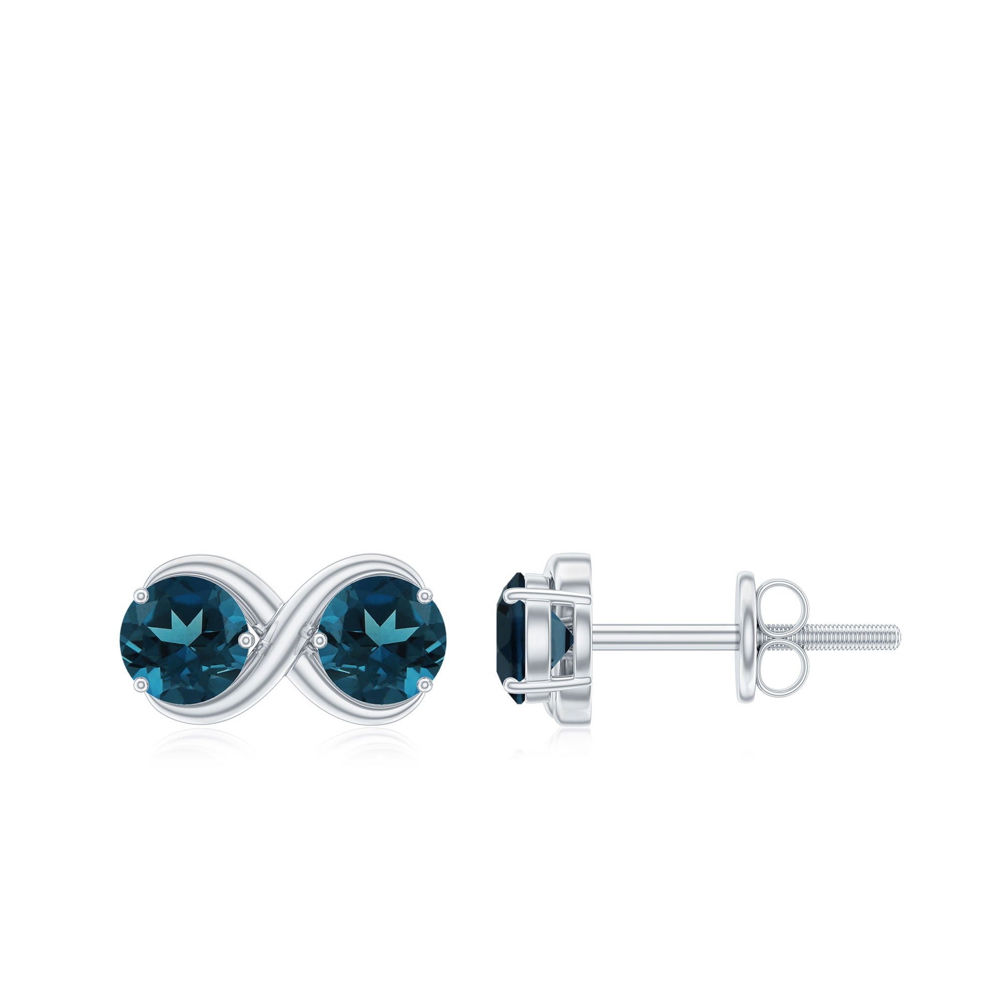 1.25 CT Simple London Blue Topaz Two Stone Infinity Stud Earrings