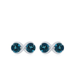 1.25 CT Simple London Blue Topaz Two Stone Infinity Stud Earrings
