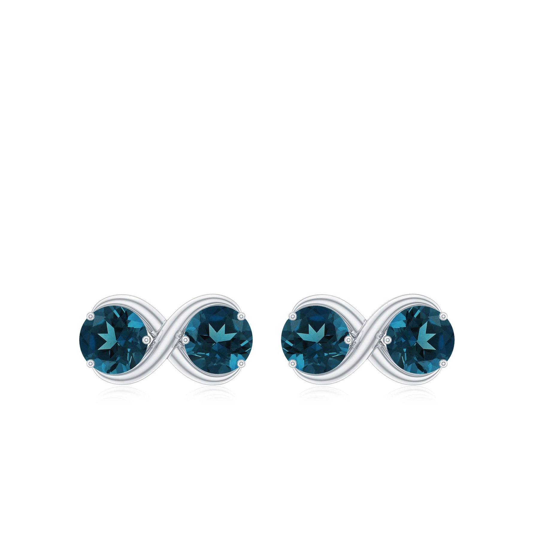 1.25 CT Simple London Blue Topaz Two Stone Infinity Stud Earrings