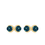 1.25 CT Simple London Blue Topaz Two Stone Infinity Stud Earrings