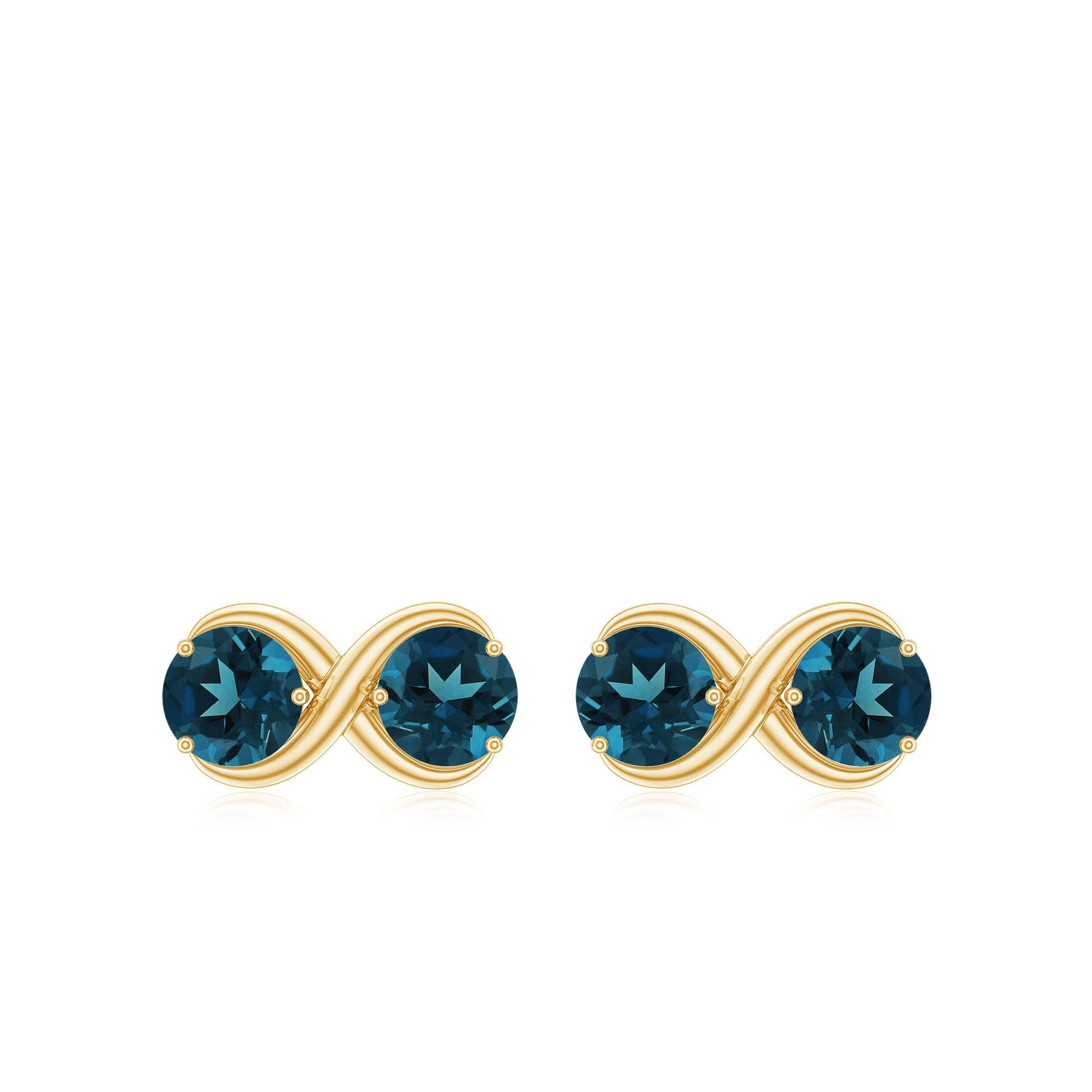 1.25 CT Simple London Blue Topaz Two Stone Infinity Stud Earrings