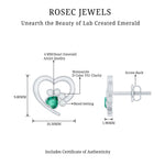 Lab Created Emerald and Moissanite Heart Paw Stud Earrings