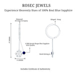 1.5 CT Blue Sapphire Dangle Hoop Earrings with Diamond Snowflake