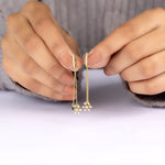 1.5 CT Blue Sapphire Dangle Hoop Earrings with Diamond Snowflake