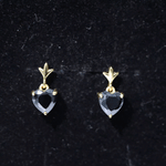 6 MM Heart Shape Black Onyx Drop Stud Earrings