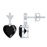 6 MM Heart Shape Black Onyx Drop Stud Earrings