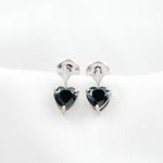6 MM Heart Shape Black Onyx Drop Stud Earrings