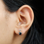 6 MM Heart Shape Black Onyx Drop Stud Earrings