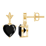 6 MM Heart Shape Black Onyx Drop Stud Earrings