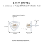6 MM Bead Set Round Freshwater Pearl Solitaire Triangle Stud Earrings