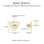 6 MM Bead Set Round Freshwater Pearl Solitaire Triangle Stud Earrings