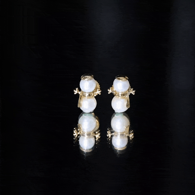 Natural Freshwater Pearl Snowman Stud Earrings