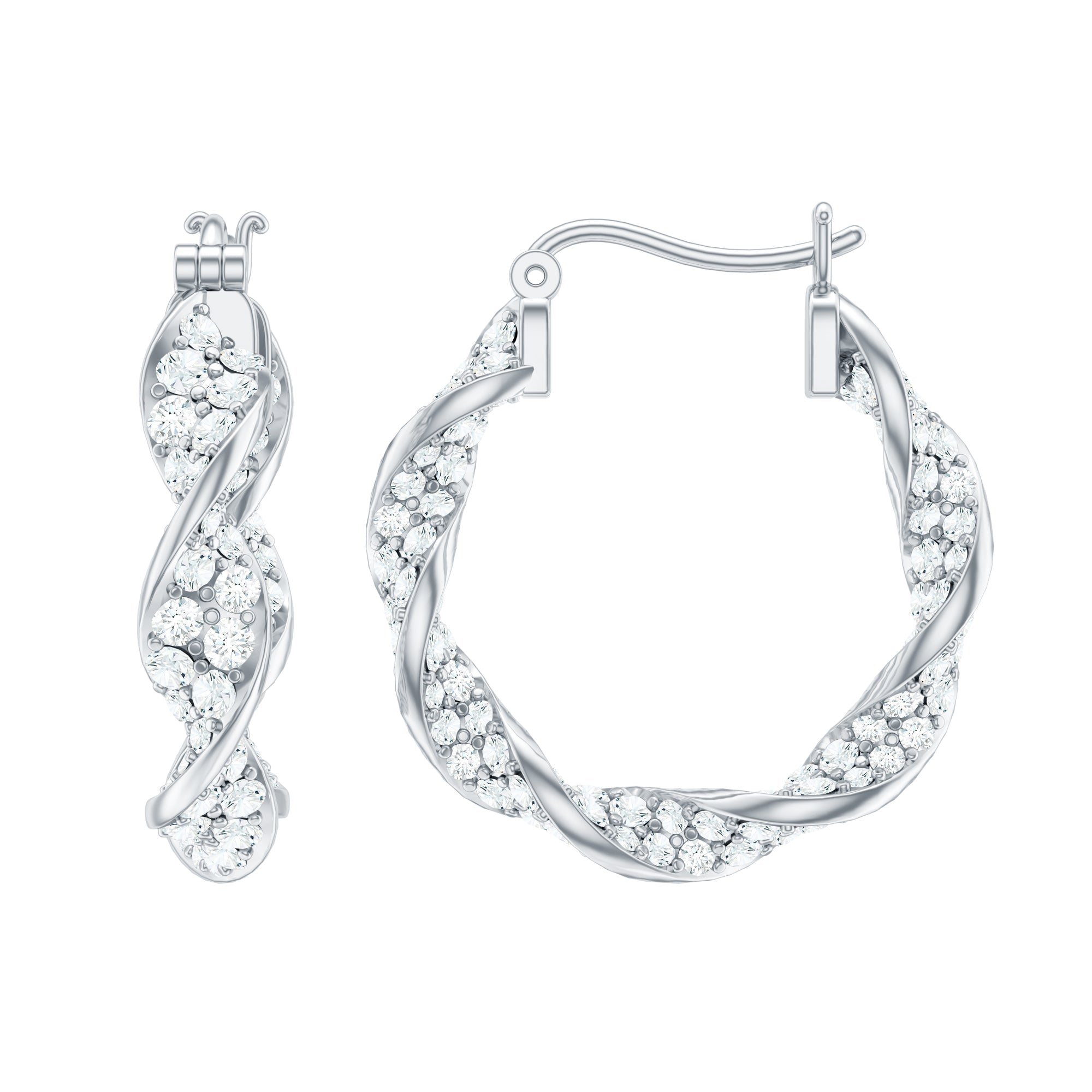 Certified Moissanite Twisted Hoop Earrings