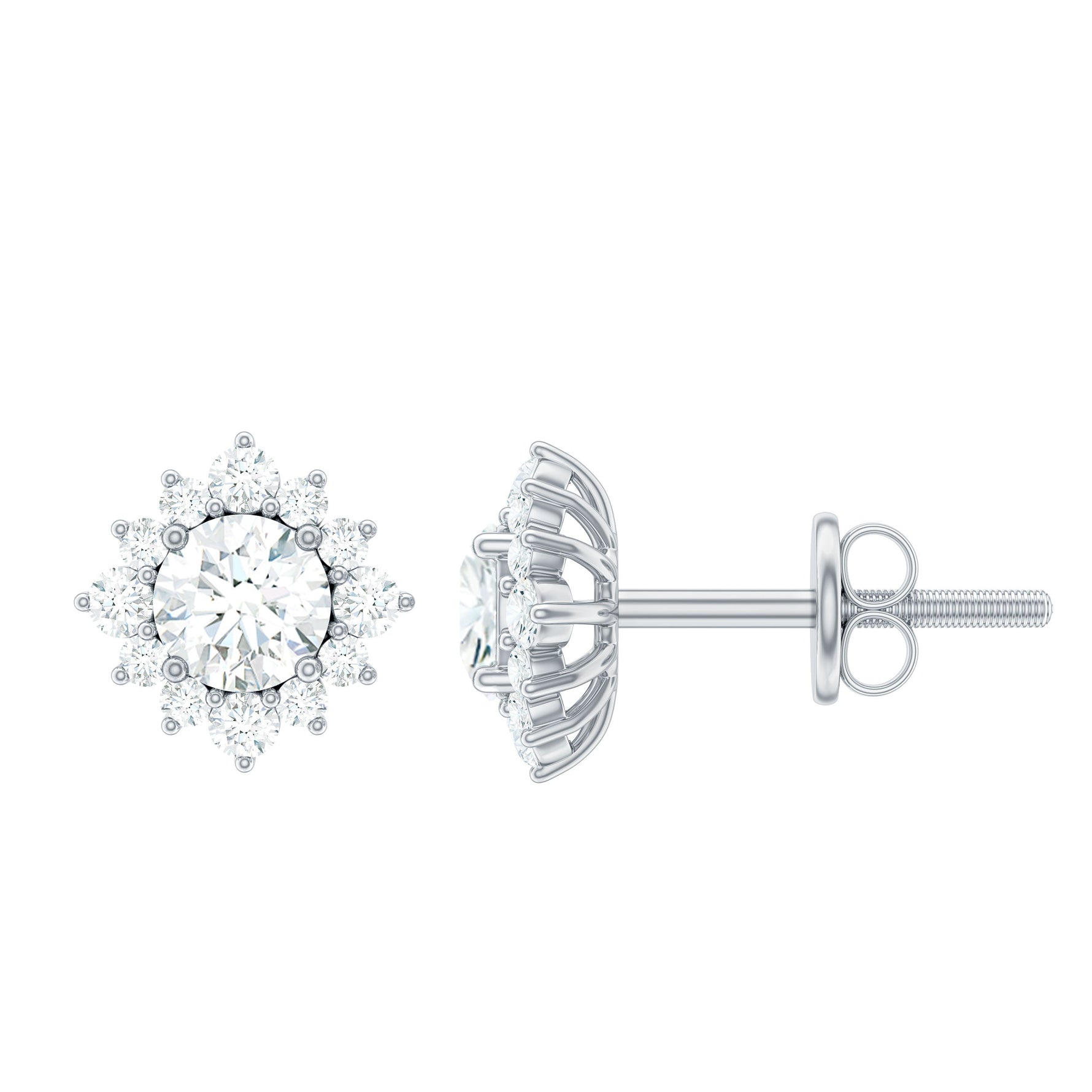 1.25 CT Classic Moissanite Stud Earrings with Halo