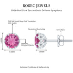 1.25 CT Claw Set Pink Tourmaline Solitaire and Diamond Stud Earrings