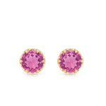 1.25 CT Claw Set Pink Tourmaline Solitaire and Diamond Stud Earrings
