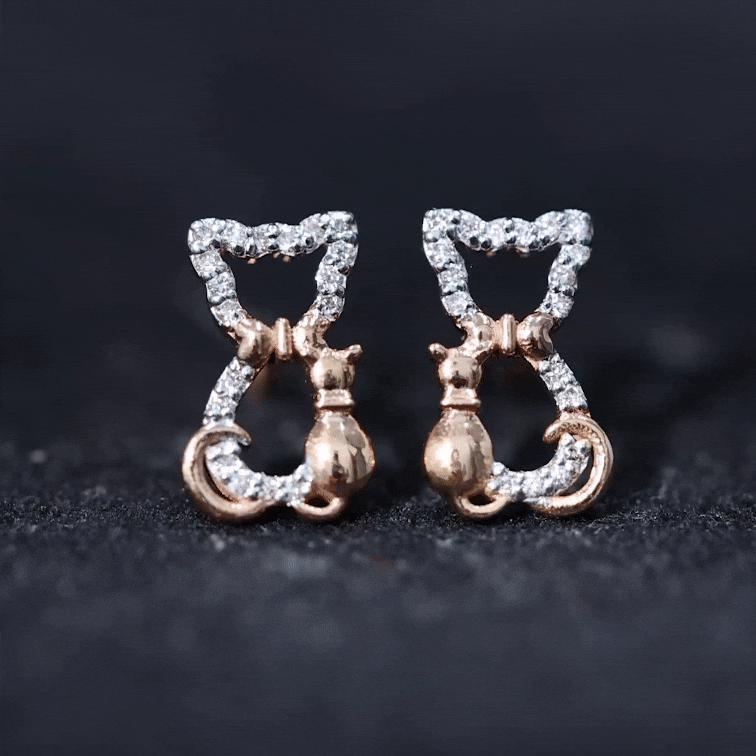 Certified Diamond Cat Stud Earrings