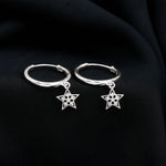 Diamond Star Drop Hoop Earrings
