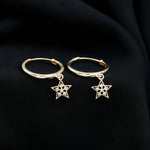 Diamond Star Drop Hoop Earrings
