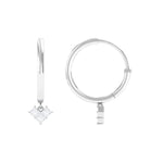 Minimal Diamond Drop Earrings with Hinged Hoop