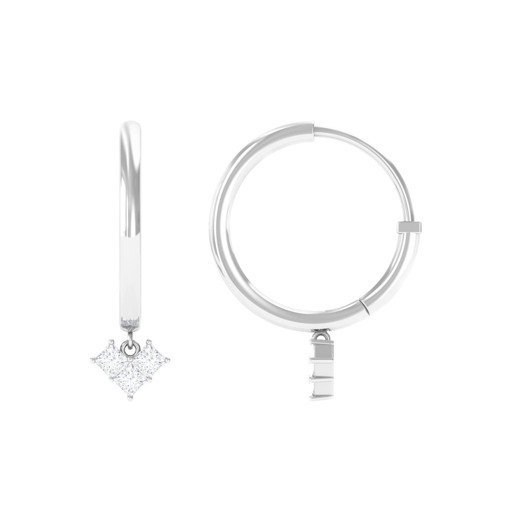 Minimal Diamond Drop Earrings with Hinged Hoop