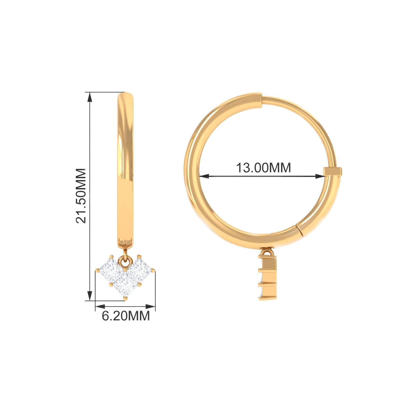 Minimal Diamond Drop Earrings with Hinged Hoop