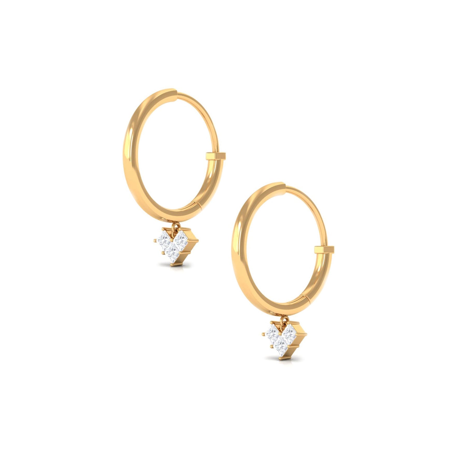 Minimal Diamond Drop Earrings with Hinged Hoop