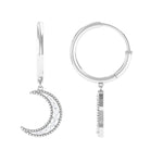Certified Diamond Moon Drop Hoop Earrings