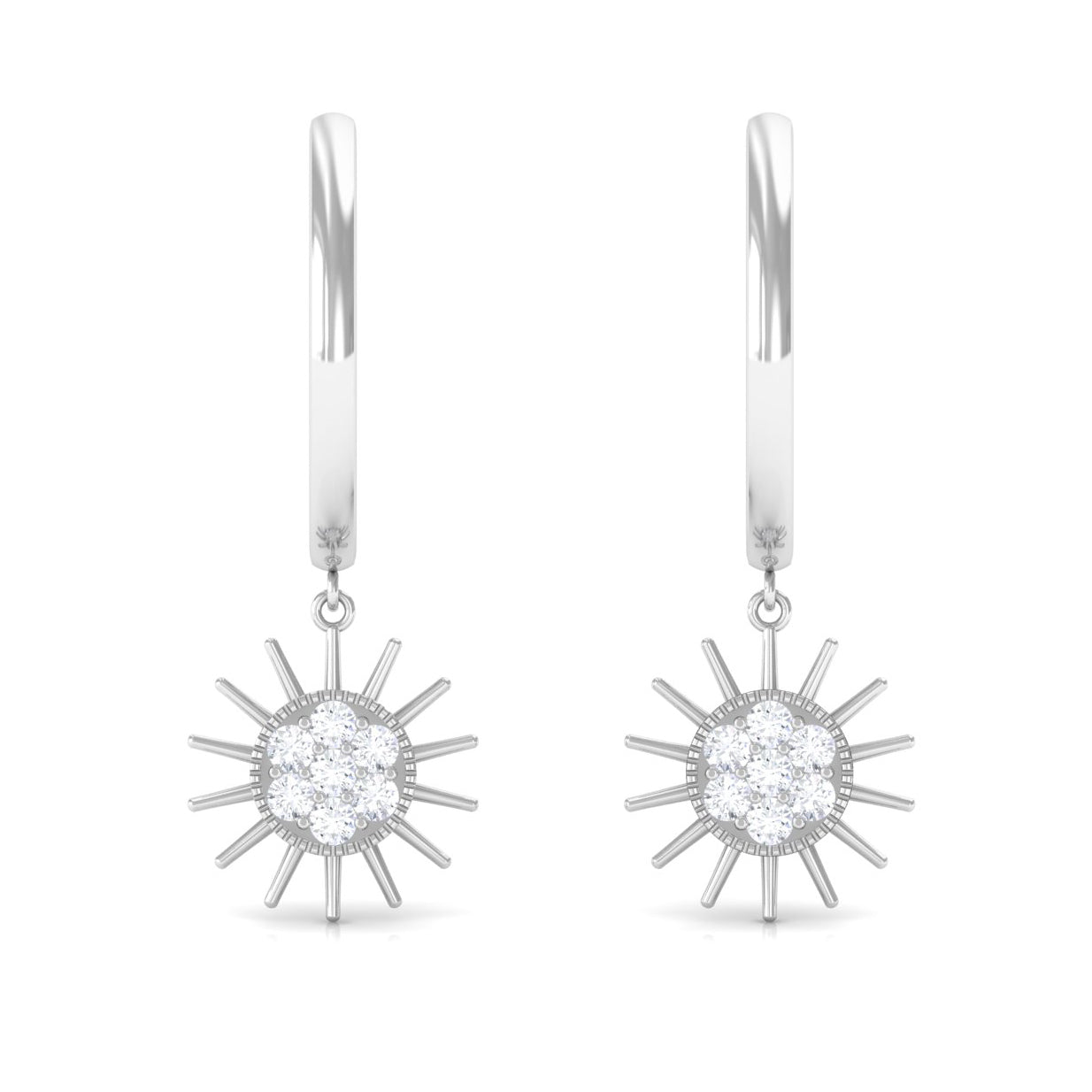 Certified Diamond Sunburst Hoop Earrings